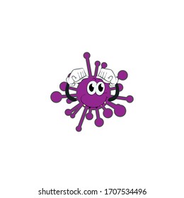 Cartoon Charakter Design des Coronavirus mit Ausdruck und Geste. Maskottdesign