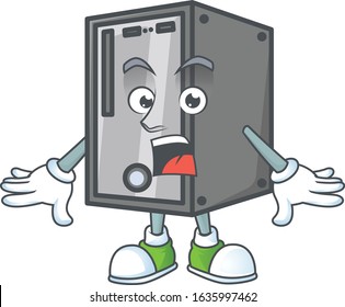 cartoon character design of CPU with a surprised gesture