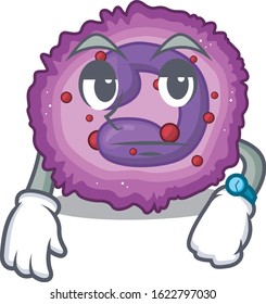 cartoon character design of eosinophil cell on a waiting gesture