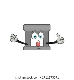 cartoon character design of fireplace with expression . mascot character design