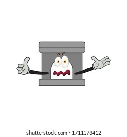 cartoon character design of fireplace with expression . mascot character design