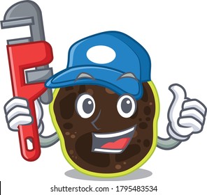 cartoon character design of firmicutes as a Plumber with tool
