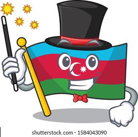 Cartoon character design of flag azerbaijan Magician style