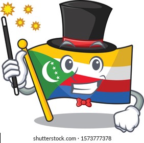 Cartoon character design of flag comoros Magician style