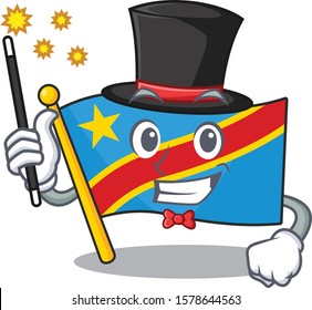 Cartoon character design of flag democratic republic Magician style