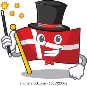 Cartoon character design of flag denmark Magician style