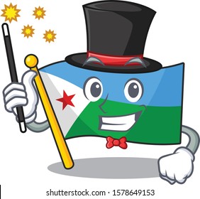 Cartoon character design of flag djibouti Magician style