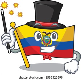 Cartoon character design of flag ecuador Magician style