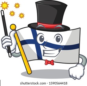 Cartoon character design of flag finland Magician style