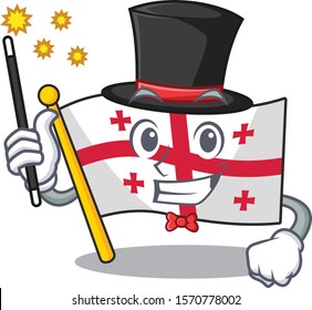 Cartoon character design of flag georgia Magician style