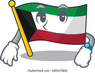 cartoon character design of flag kuwait on a waiting gesture
