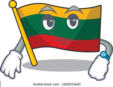 cartoon character design of flag lithuania on a waiting gesture