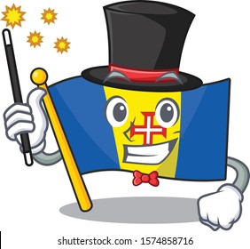 Cartoon character design of flag madeira Magician style