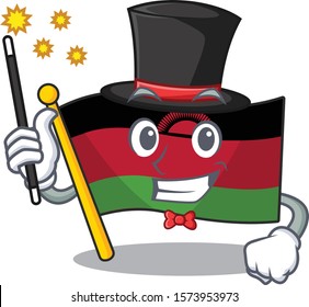 Cartoon character design of flag malawi Magician style