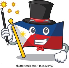 Cartoon character design of flag philippines Magician style