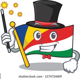 Cartoon character design of flag seychelles Magician style