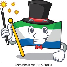 Cartoon character design of flag sierra leone Magician style