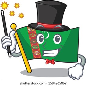 Cartoon character design of flag turkmenistan Magician style