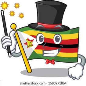 Cartoon character design of flag zimbabwe Magician style