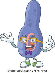 Cartoon character design of Geek clostrisium botulinum wearing weird glasses