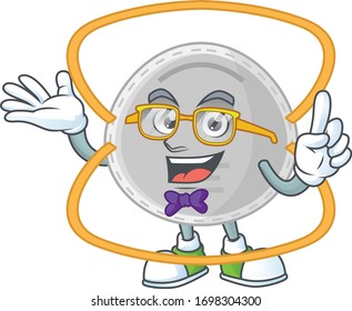 Cartoon character design of Geek N95 mask wearing weird glasses