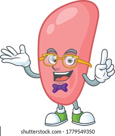 Cartoon character design of Geek neisseria gonorhoeae wearing weird glasses. Vector illustration