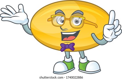 Cartoon character design of Geek oil capsule wearing weird glasses