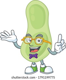 Cartoon character design of Geek staphylococcus pneumoniae wearing weird glasses. Vector illustration