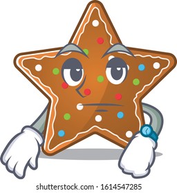cartoon character design of gingerbread star on a waiting gesture