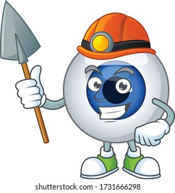 cartoon character design of human eye ball work as a miner