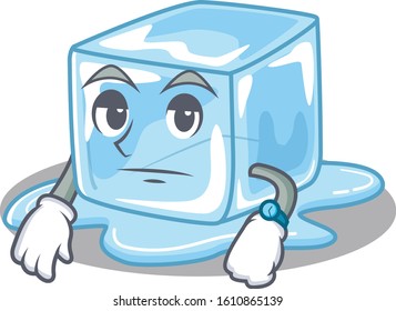 cartoon character design of ice cube on a waiting gesture