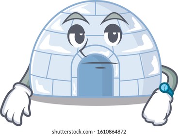 cartoon character design of igloo on a waiting gesture