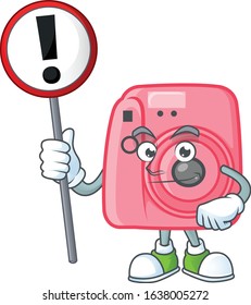 Cartoon character design of instan camera rise up a broad
