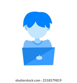 cartoon character design with laptop without face, cartoon character working with laptop, Vector illustration in cartoon style