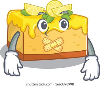cartoon character design lemon cheesecake making a silent gesture
