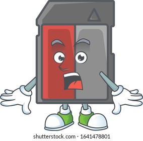 cartoon character design of memory card with a surprised gesture