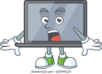 cartoon character design of monitor with a surprised gesture