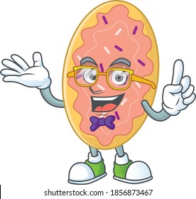 Cartoon character design of nerd bread with weird glasses. Vector illustration