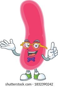 Cartoon character design of nerd fusobacteria with weird glasses. Vector illustration