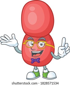 Cartoon character design of nerd neisseria gonorrhoeae with weird glasses. Vector illustration