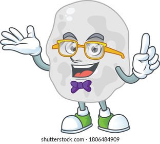 Cartoon character design of nerd planctomycetes with weird glasses. Vector illustration