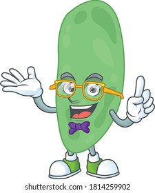 Cartoon character design of nerd thermus thermophilus with weird glasses. Vector illustration