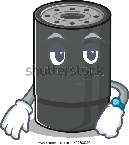 cartoon character design of oil filter on a\
waiting gesture