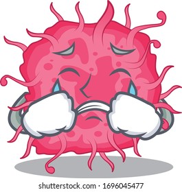 Cartoon character design of pathogenic bacteria with a crying face