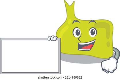 Cartoon character design of pituitary holding a board