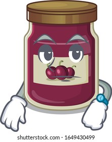 cartoon character design of plum jam on a waiting gesture