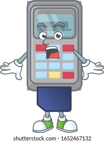 diseño de personajes de dibujos animados de la máquina POS con un gesto sorpresa