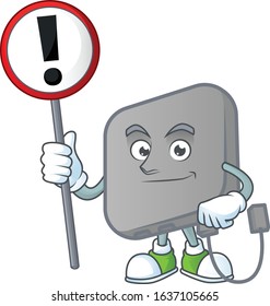 Cartoon character design of power bank rise up a broad