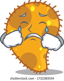 Cartoon character design of pseudomonas with a crying face