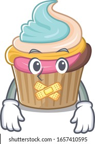 cartoon character design rainbow cupcake making a silent gesture
